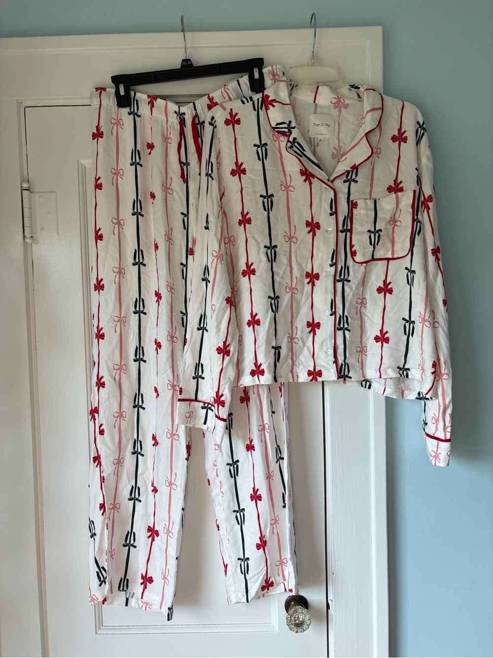 Sage & Sky Cuter When Cozy Bow Pajama Set Cozy Coquette Christmas